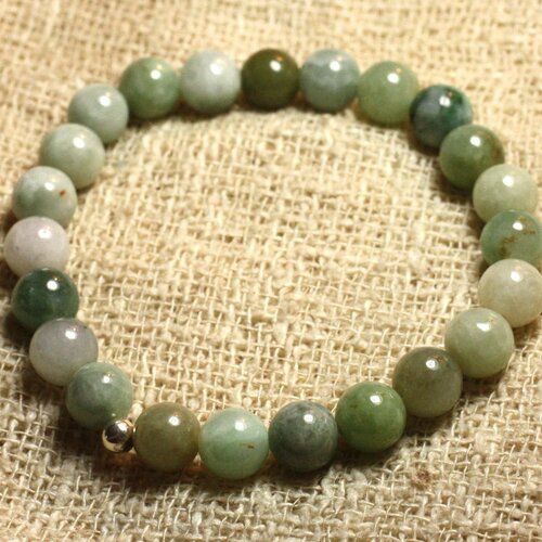 Bracelet argent 925 et pierre - jade de birmanie 8mm