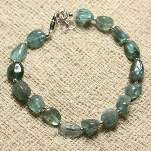 Bracelet argent 925 et pierre - apatite nuggets 6-10mm