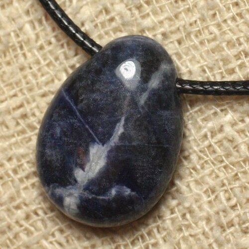 Collier pendentif en pierre - sodalite goutte 25mm