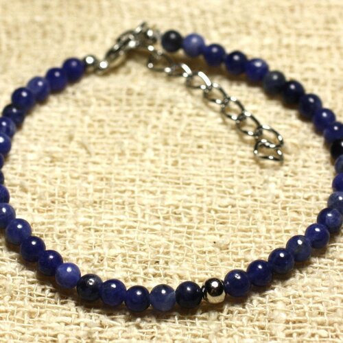 Bracelet argent 925 et pierre semi précieuse sodalite 4mm