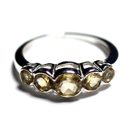 N122 - bague argent 925 et pierre - citrine ronds dégradés 2.5 - 4.5mm