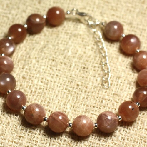 Bracelet argent 925 et pierre semi précieuse - pierre de soleil 8mm