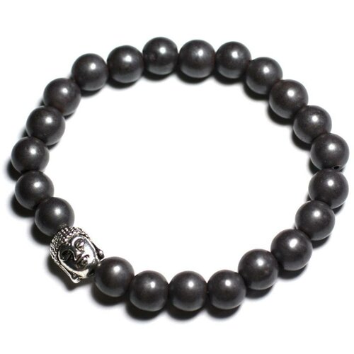 Bracelet bouddha et pierre semi précieuse - hématite mat