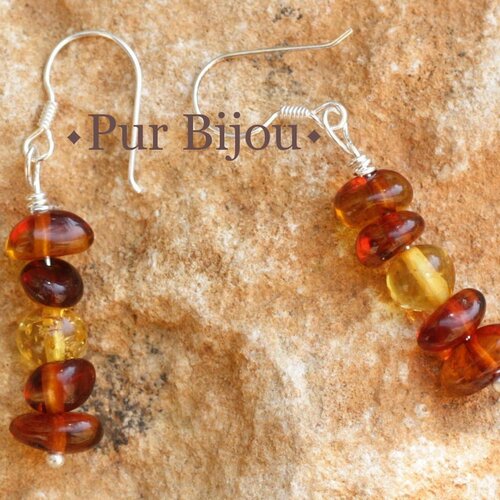 Boucles d'oreilles ambre naturelle baltique 40mm