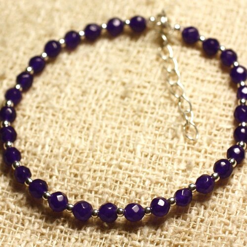 Bracelet argent 925 et pierre - jade violette facettée 4mm