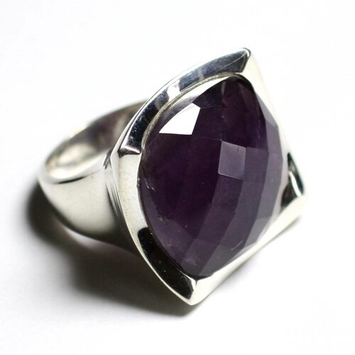 N222 - bague argent 925 améthyste facettée carré 20mm