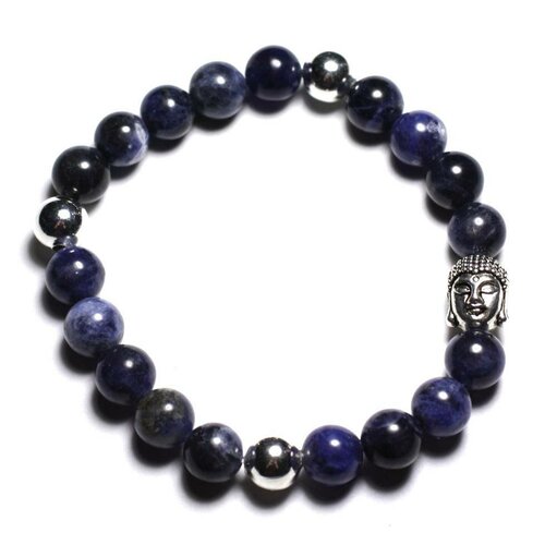 Bracelet bouddha et pierre semi précieuse - sodalite 8mm