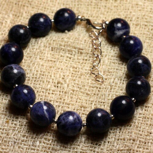 Bracelet argent 925 et pierre - sodalite 10mm
