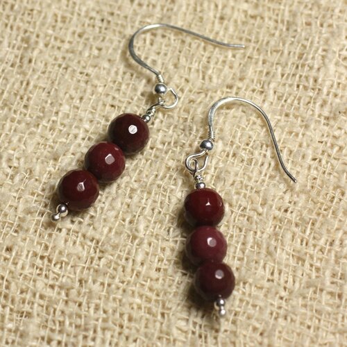Boucles d'oreilles argent 925 - jaspe mokaïte facettée 6mm