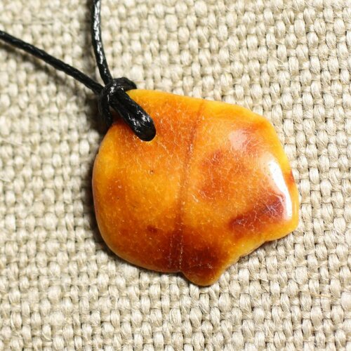 Collier pendentif en ambre naturelle 24mm n2