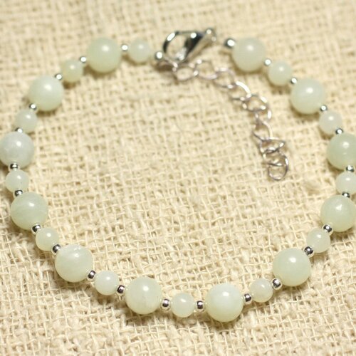 Bracelet argent 925 et pierre - jade 4 et 6mm