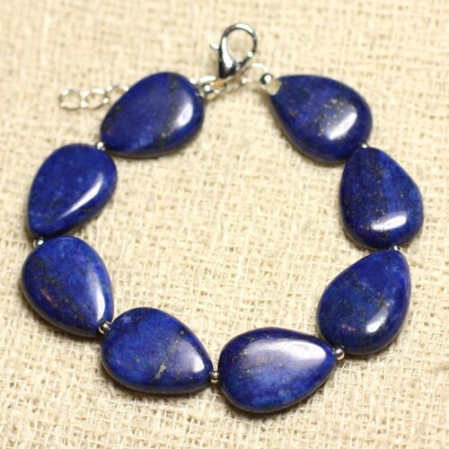 Bracelet argent 925 et pierre - lapis lazuli gouttes 18mm
