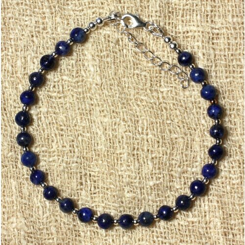 Bracelet argent 925 et pierre lapis lazuli 4mm