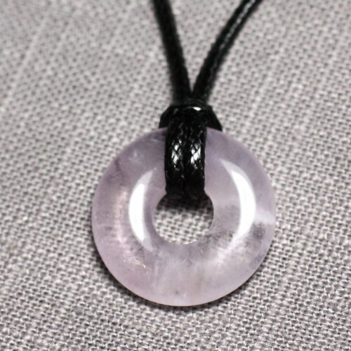 Collier pendentif en pierre - améthyste donut pi 20mm