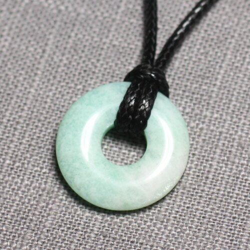 Collier pendentif pierre - amazonite rond cercle donut pi 20mm