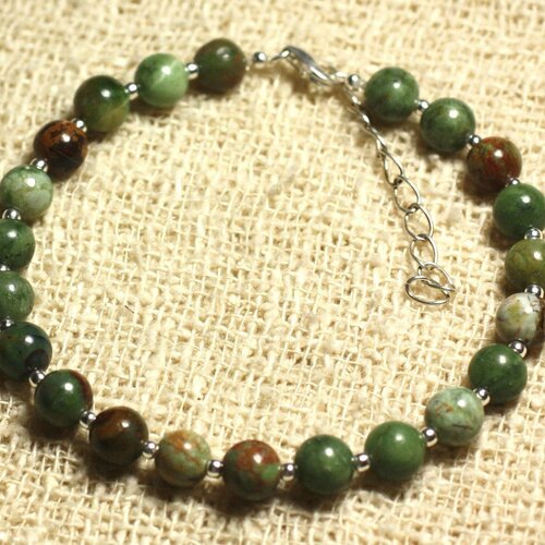 Bracelet argent 925 et pierre - opale verte 6mm