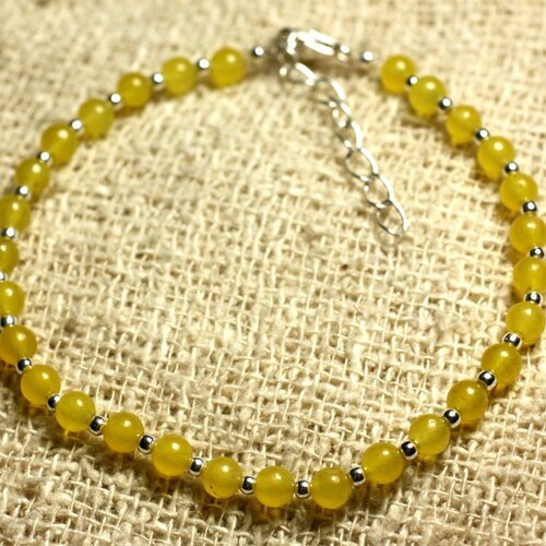 Bracelet argent 925 et pierre - jade jaune 4mm