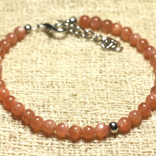 Bracelet argent 925 et pierre semi précieuse pierre de soleil 4mm