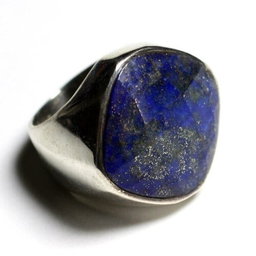 N223 - bague argent 925 et pierre - lapis lazuli losange facetté