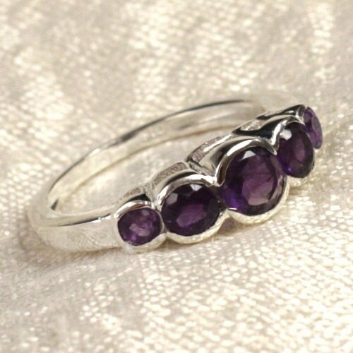 N122 - bague argent 925 et pierre - améthyste facettée ronds 2.5 - 4.5mm