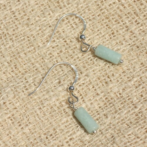Boucles d'oreilles argent 925 - amazonite tubes 9mm
