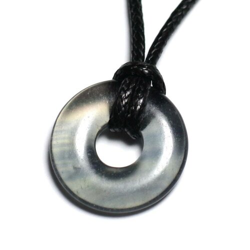 Collier pendentif en pierre - fluorite multicolore donut pi 20mm