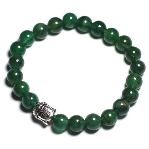 Bracelet bouddha et pierre semi précieuse - aventurine vert foncé