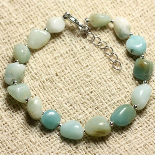 Bracelet argent 925 et pierre semi précieuse - amazonite nuggets 8mm