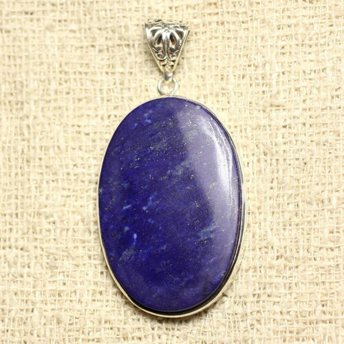 N36 - pendentif argent 925 et pierre - lapis lazuli ovale 42x28mm