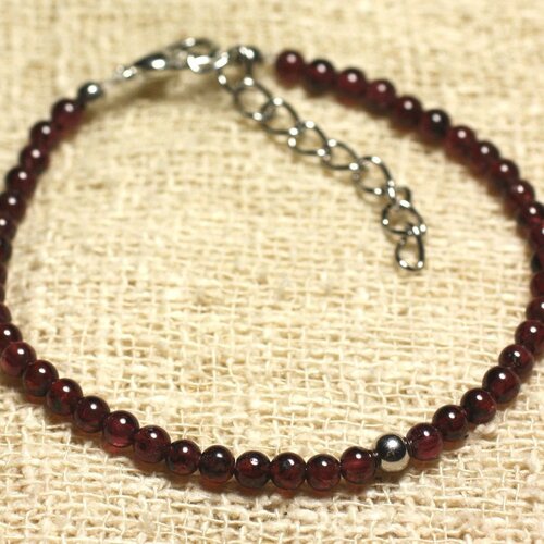 Bracelet argent 925 et pierre semi précieuse grenat 4mm