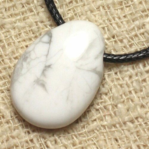 Collier pendentif en pierre - howlite goutte 25mm