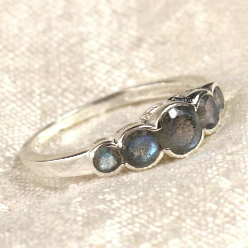 N122 - bague argent 925 et pierre - labradorite facettée ronds 2.5 - 4.5mm