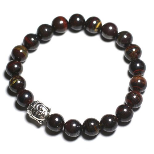 Bracelet bouddha et pierre semi précieuse - oeil de fer
