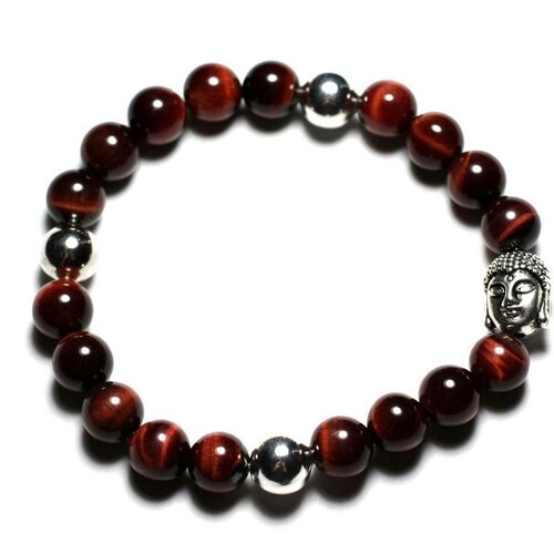 Bracelet bouddha et pierre semi précieuse - oeil de taureau 8mm