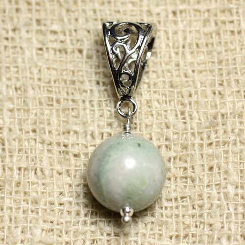 Pendentif pierre semi précieuse - jade 12mm