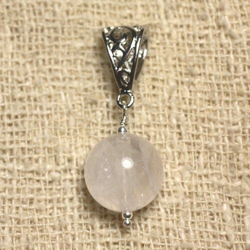Pendentif pierre semi précieuse - quartz rose 14mm