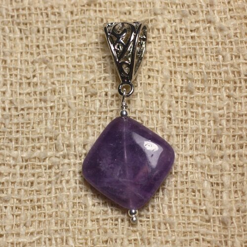 Pendentif pierre semi précieuse - améthyste losange 19mm