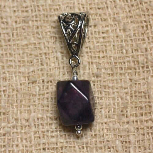 Pendentif pierre semi précieuse - améthyste nugget facetté 11x9mm