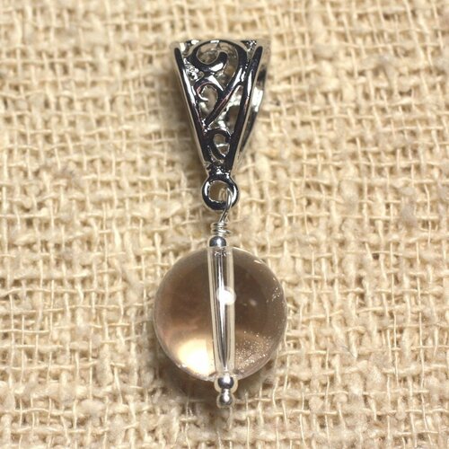 Pendentif pierre semi précieuse - cristal quartz 12mm