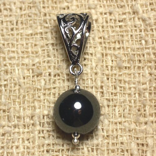 Pendentif pierre semi précieuse - hématite 12mm