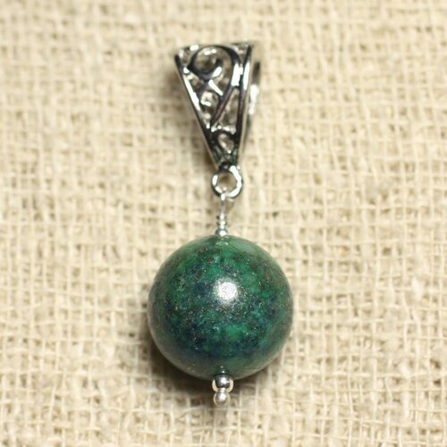 Pendentif pierre semi précieuse - chrysocolle 14mm