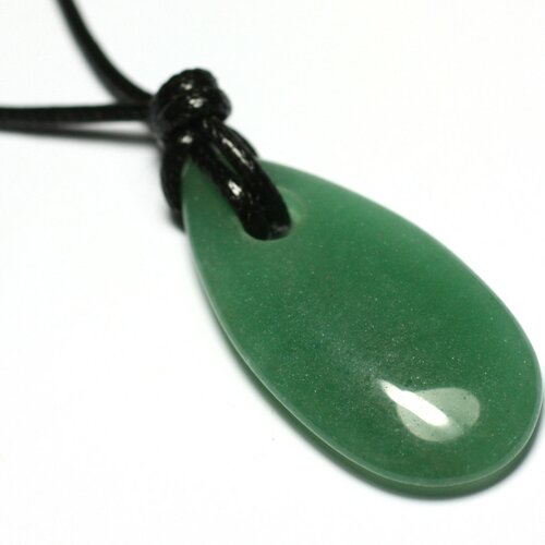 Collier pendentif pierre goutte larme 40mm aventurine verte
