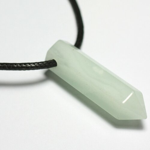 Collier perle pendentif pierre crayon pointe facetté 30mm amazonite vert turquoise blanc