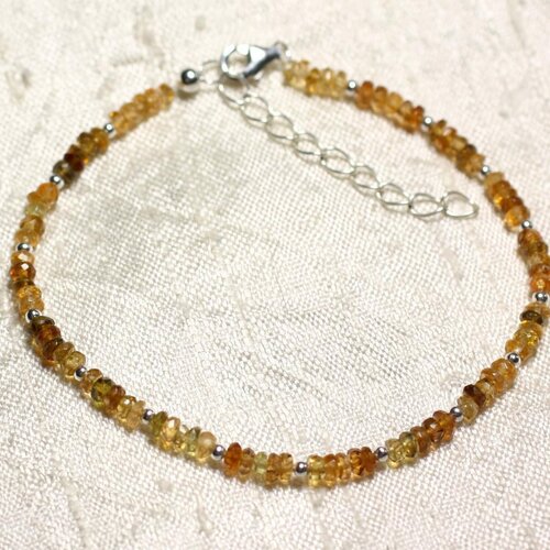 Bracelet argent 925 et pierre - petro tourmaline rondelles facettées 3mm