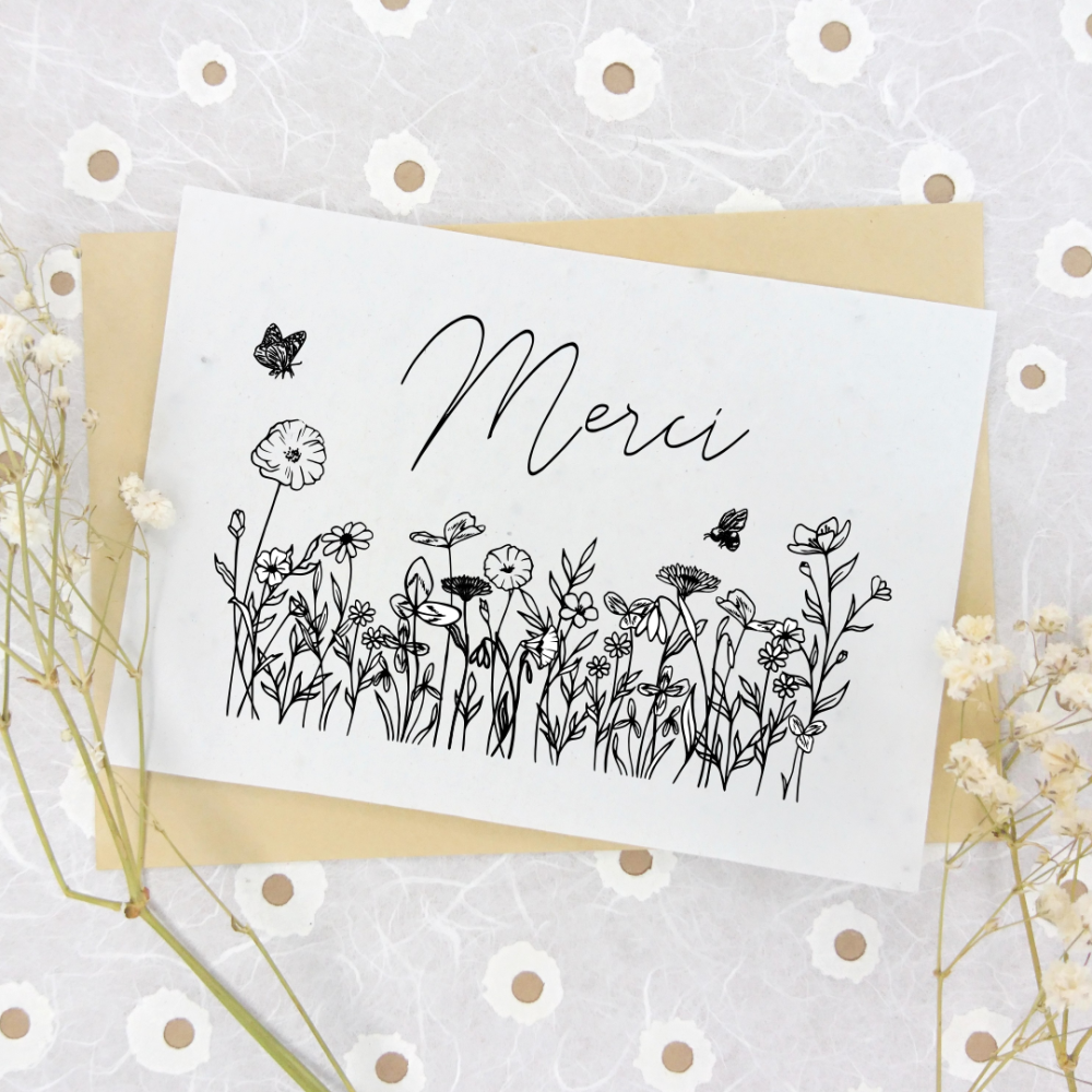 🌱Carte à planter Joyeux Anniversaire Couronne de fleurs - Carte à