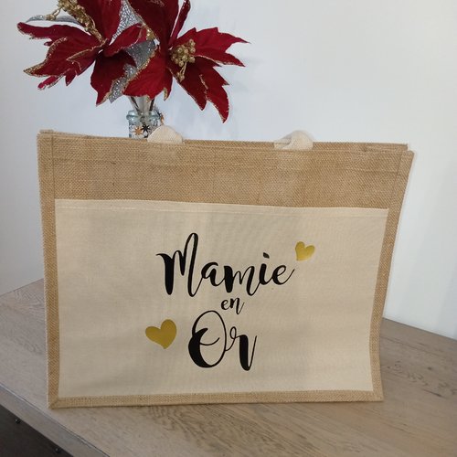 Sac cabas mamie en or