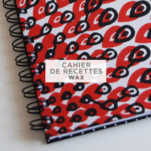 Cahier de recettes - fiches à remplir avec couverture rigide et tissu wax