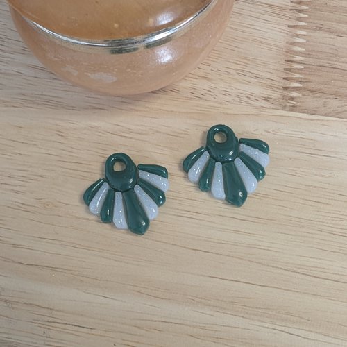 Pampilles interchangeables vert sapin & blanc pailleté