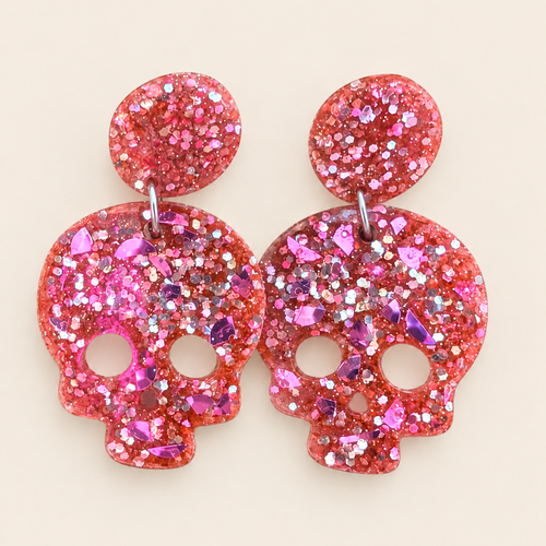 Boucles d'oreilles calavera rose