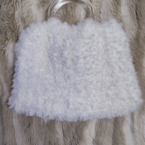 Sac à main blanc effet fourrure fait main